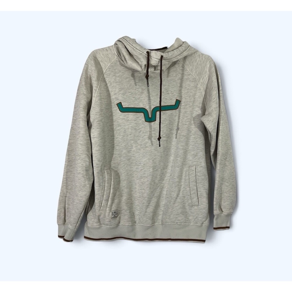 Kimes Ranch Hoodie Womens LARGE Oatmeal Two Scoops Pullover Fleece Western Logo - Picture 1 of 8